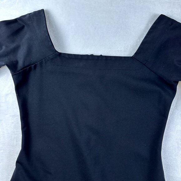 Slate & Willow Womens Black Janis Dress 6 Bell Sleeve Square Neck Cocktail Dress - Picture 6 of 14